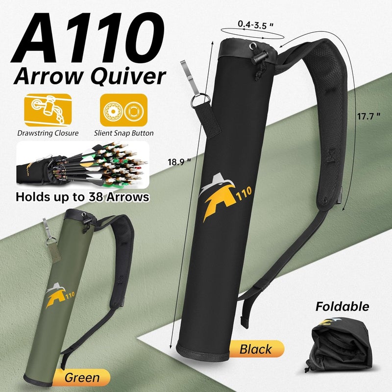 Sunya Archery Arrow Quiver with Shoulder Carrying Belt. Back Arrow Bag Holder and Side Waist Hip Quiver - Two in One for Practice - Image 3